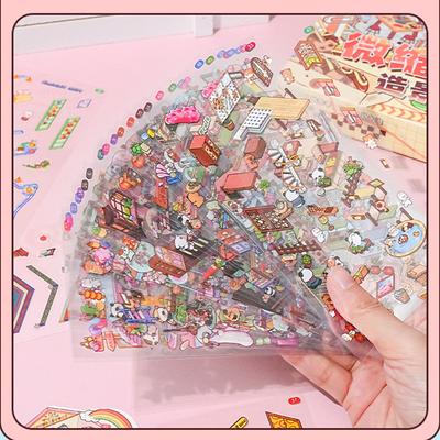 100Sheets Miniature Landscape Sticker Set Scene Sticker Collection Collage Landscape DIY Sticker Decoration Notebook Accessory