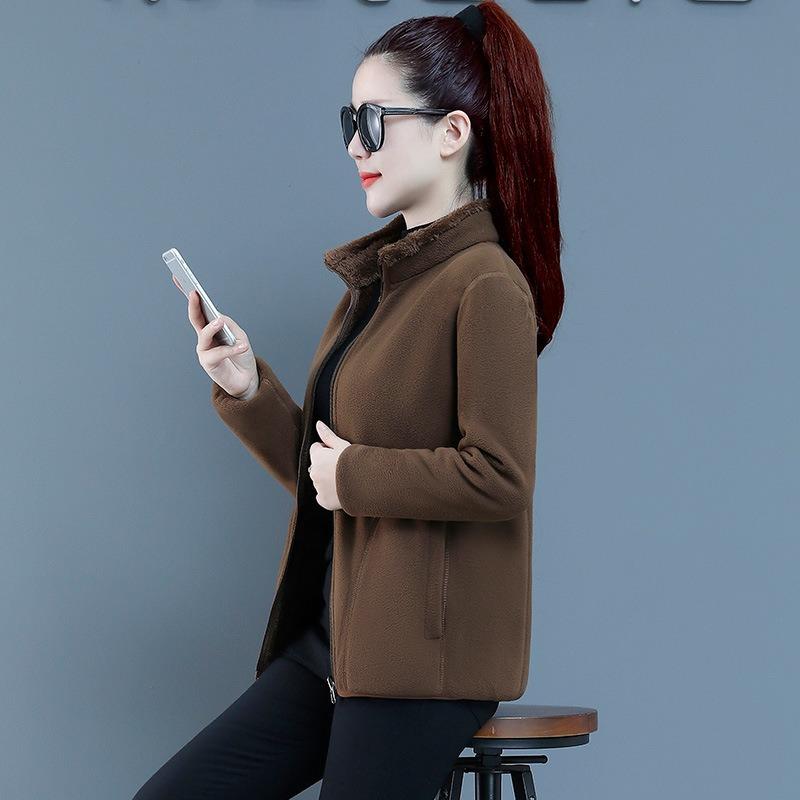 Double-sided wear fleece thickened mother coat autumn and winter fleece fleece in women's clothing in the elderly fleece sweater