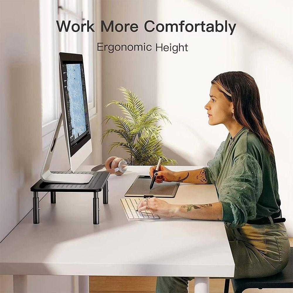 3 Height Adjustable Computer Monitor Stand Metal Laptop Dissipation Stand  Desktop