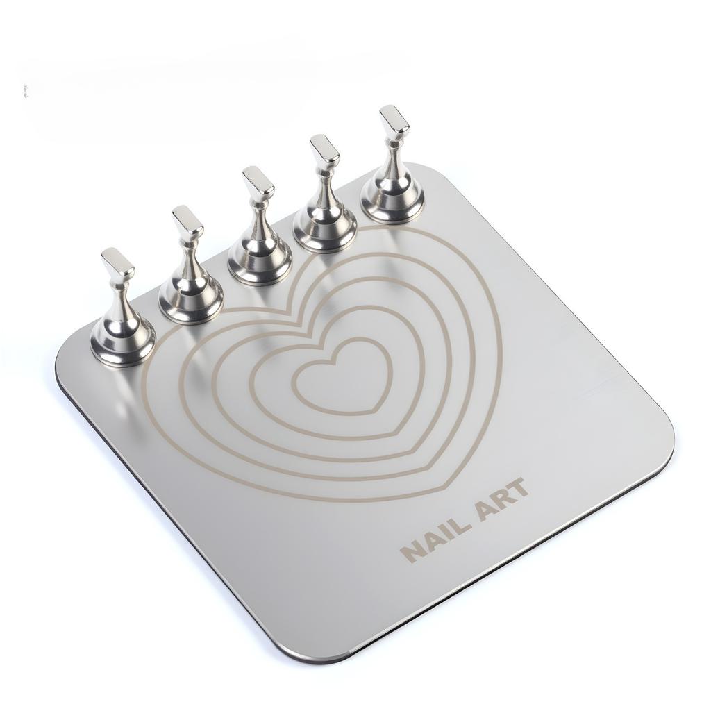 Love Nail Support Metal Base Wear Manicure Practice Magnetic Hook Acrylic Colorful Chess Piece Silver