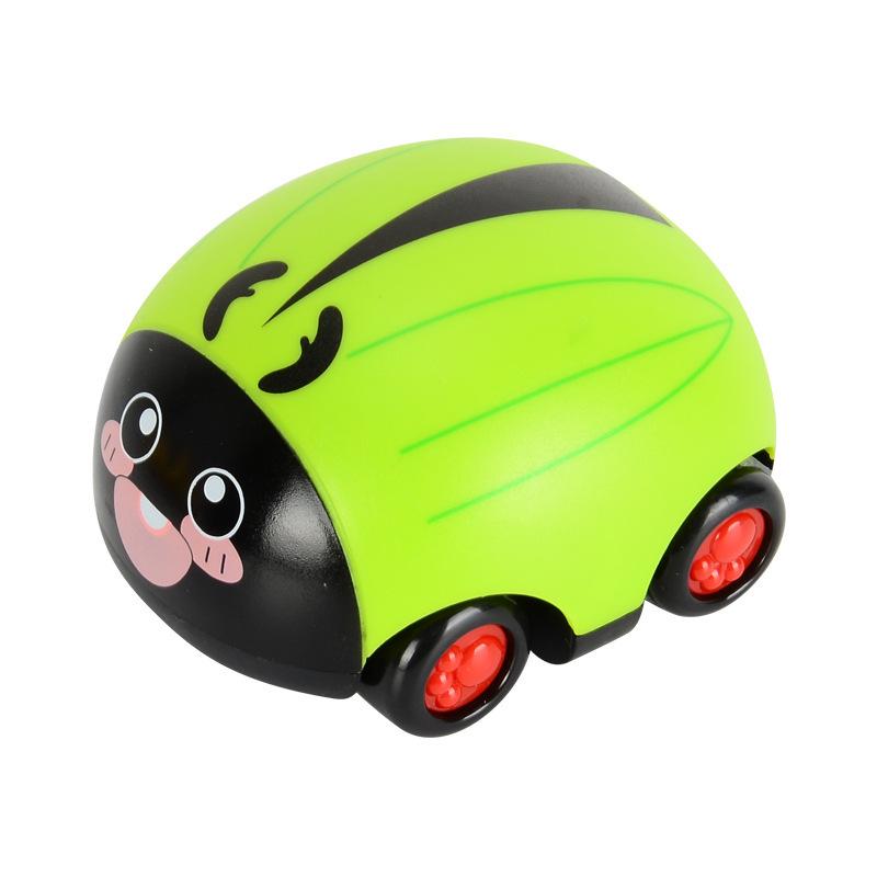 In Stock Dual Pull-back Inertial Cartoon Beetle Toy Car - Drop & Collision Resistant Children s Toy