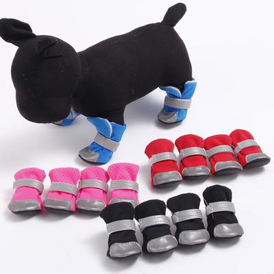 4 Stück reflektierende Hunde-Welpenschuhe, Pomeranian Teddy, Bichon, weiche Sohlen, Haustierstiefel