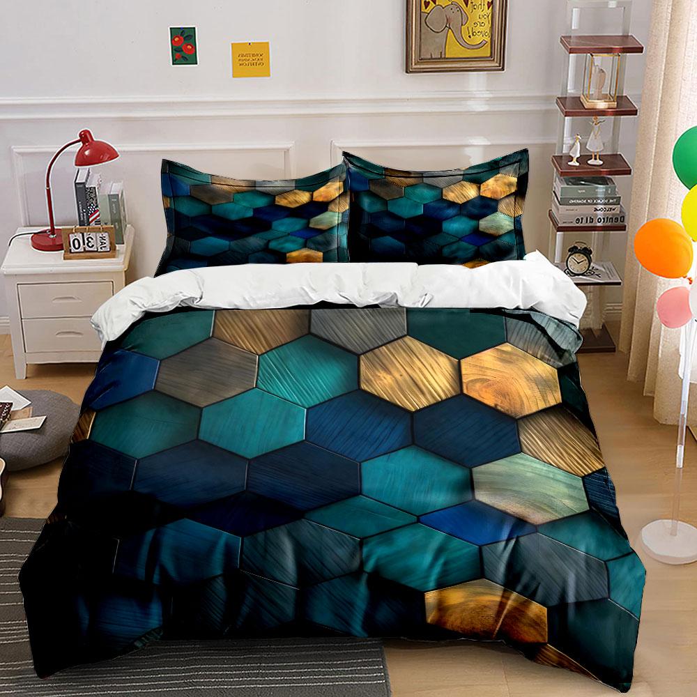 Hexagonal Geometric Bedding Set Bedding Duvet Cover Set Duvet Cover Pillowcases (1 * Duvet Cover 2 * Pillowcases, Without Duvet Insert)