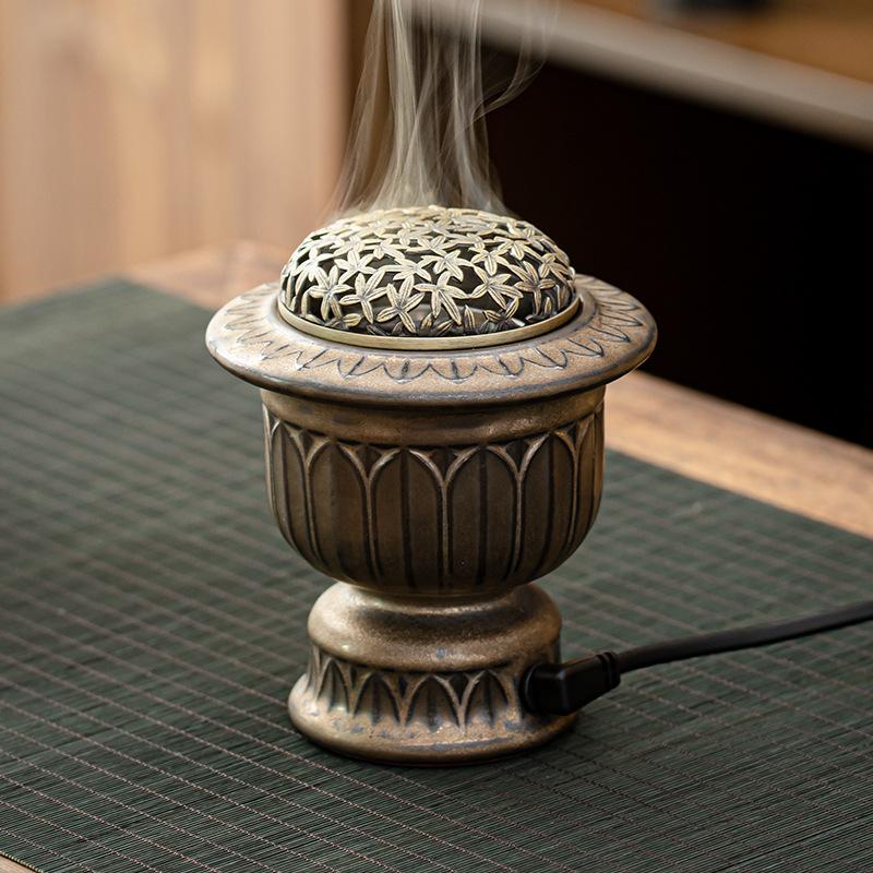 

High-Temp Electric Incense Heater Digital Aroma Warmer for Wood Chips Essential Oils Dry Burn with Timer & Constant Temperature
