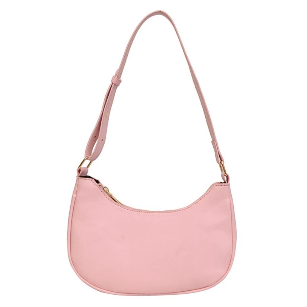 PU Leather Ladies Handbag Simple Armpit Bag Portable Half Moon Underarm Bag  Women