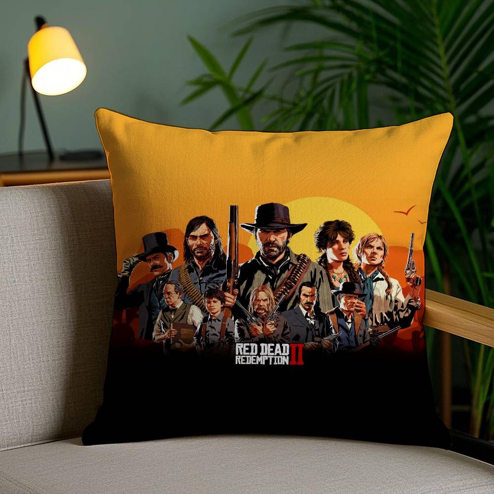 Famous Game Red Dead Redemption-Pop Pillow Case Anti-dustmite Pillowcase Invisible Zipper Silky Short Plush Sofa Cushion Cover
