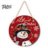 Rustic Farmhouse Ornament Wooden Christmas Welcome Sign, Animal Round Hanging Door Decor, Festive Wall Sign for Window Garden Holiday Decor