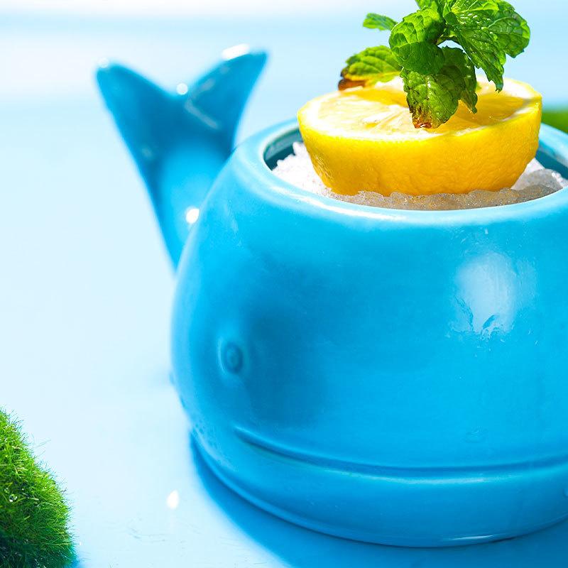 Blue Whale Tiki Mug Cocktail Glass Hawaiian Bar Beach Party Ceramics Drinking Wineglass Dessert Ice Cream Container Smoothie Cup