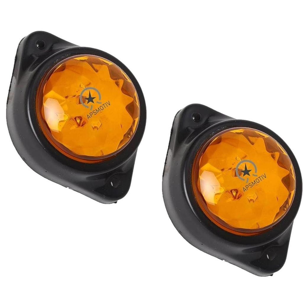APSMOTIV 4 Pack Round Amber LED Rear Side Marker Clearance Lights Indicator for RV Camper Motorhome Truck Trailer 24V Side Marker