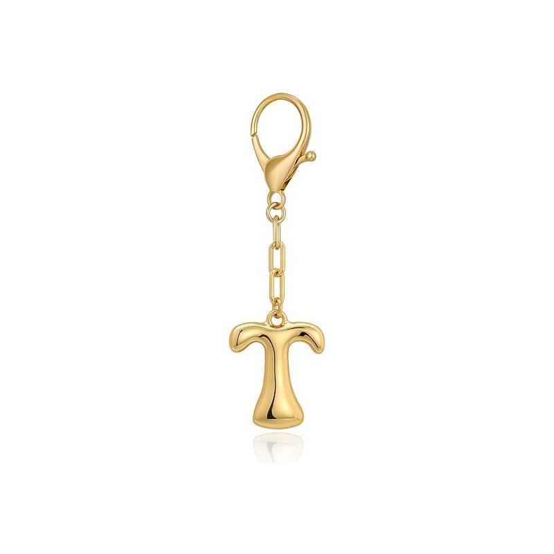 Gold Bubble Initial Keychain Letter Bag Charm for Women DIY Alphabet Purses Handbag Pendant School Backpack Gift Key Accessories