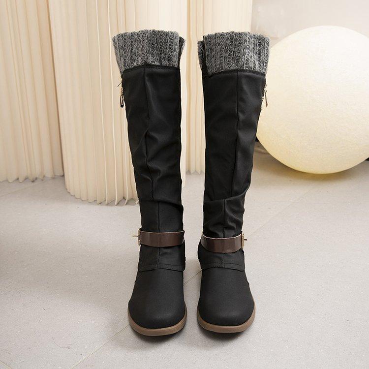 Foreign trade large size 2025 autumn and winter new European and American thick heel side zipper high women's boots spot independent station