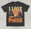 Women's Graphic Tee I Love Pizza T-Shirt Funny Evil Skeleton Food Lover Meme Unisex Graphic Shirt