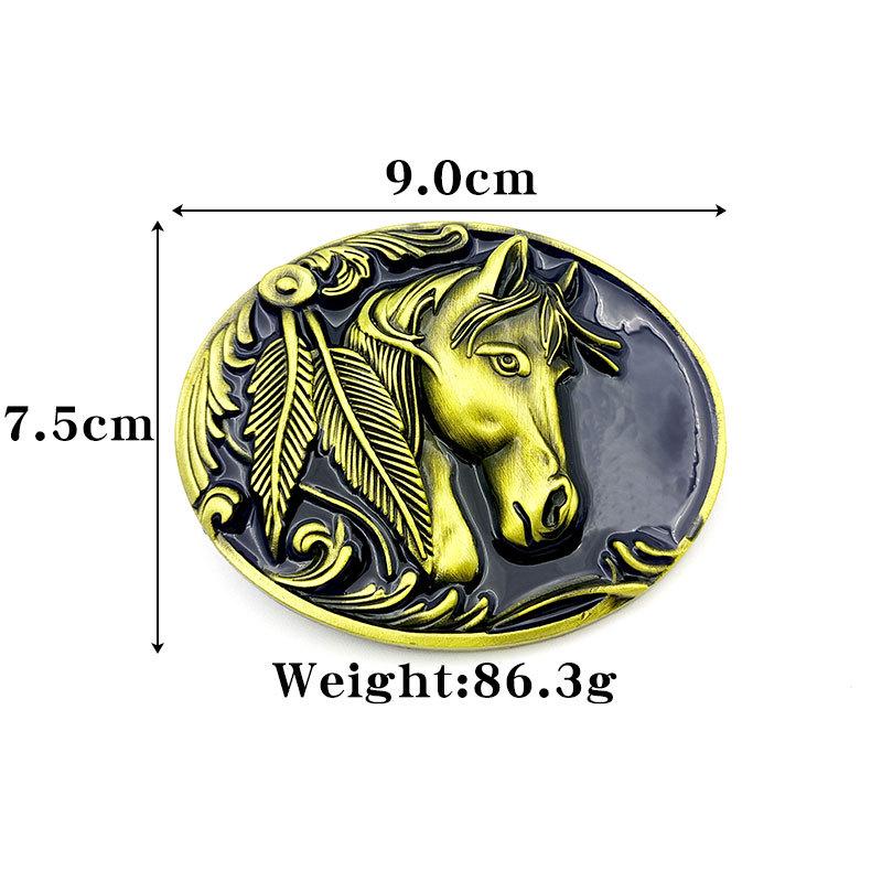 Western Black Glaze Gold Horse Head Oval Belt Buckle - Hot Selling!