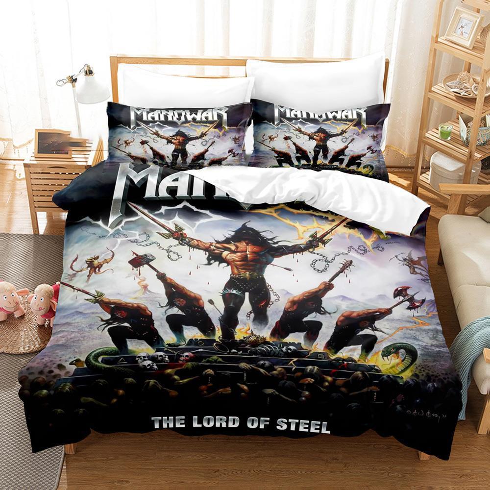 3D Printed Manowar Bedding Set Boys Girls Twin Queen Size Duvet Cover Pillowcase Bed Kids Adult Fashion Home Textileextile
