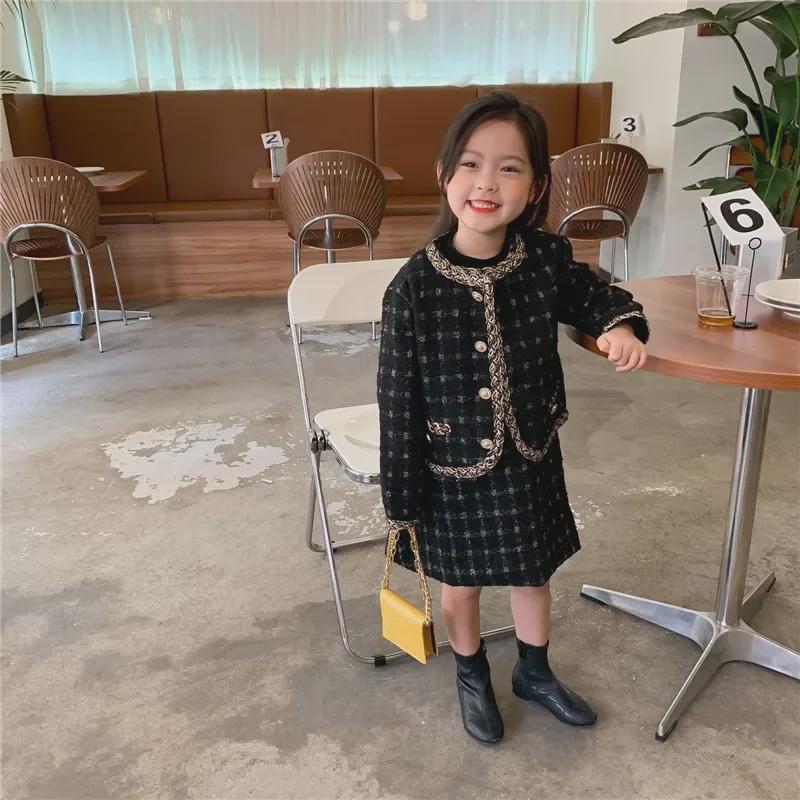 Cardigan à carreaux pour bébé fille printemps 2023 - Manteau court de style coréen