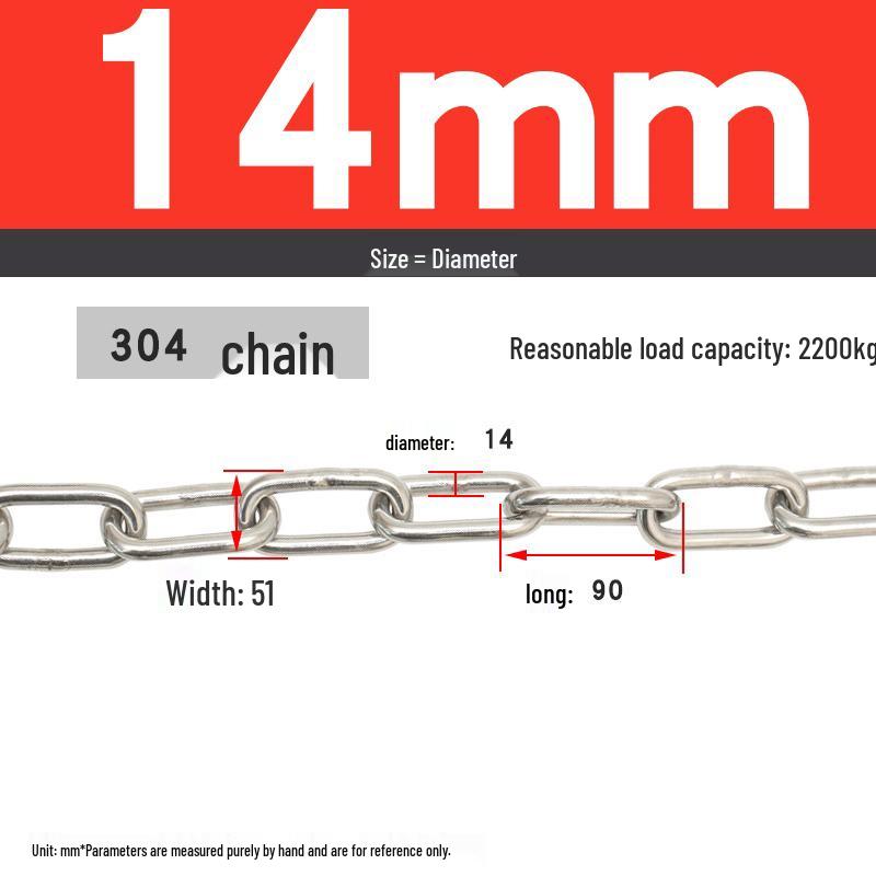 304 Stainless Steel Dog Chain - Available in Thicknesses: 1.2mm to 12mm