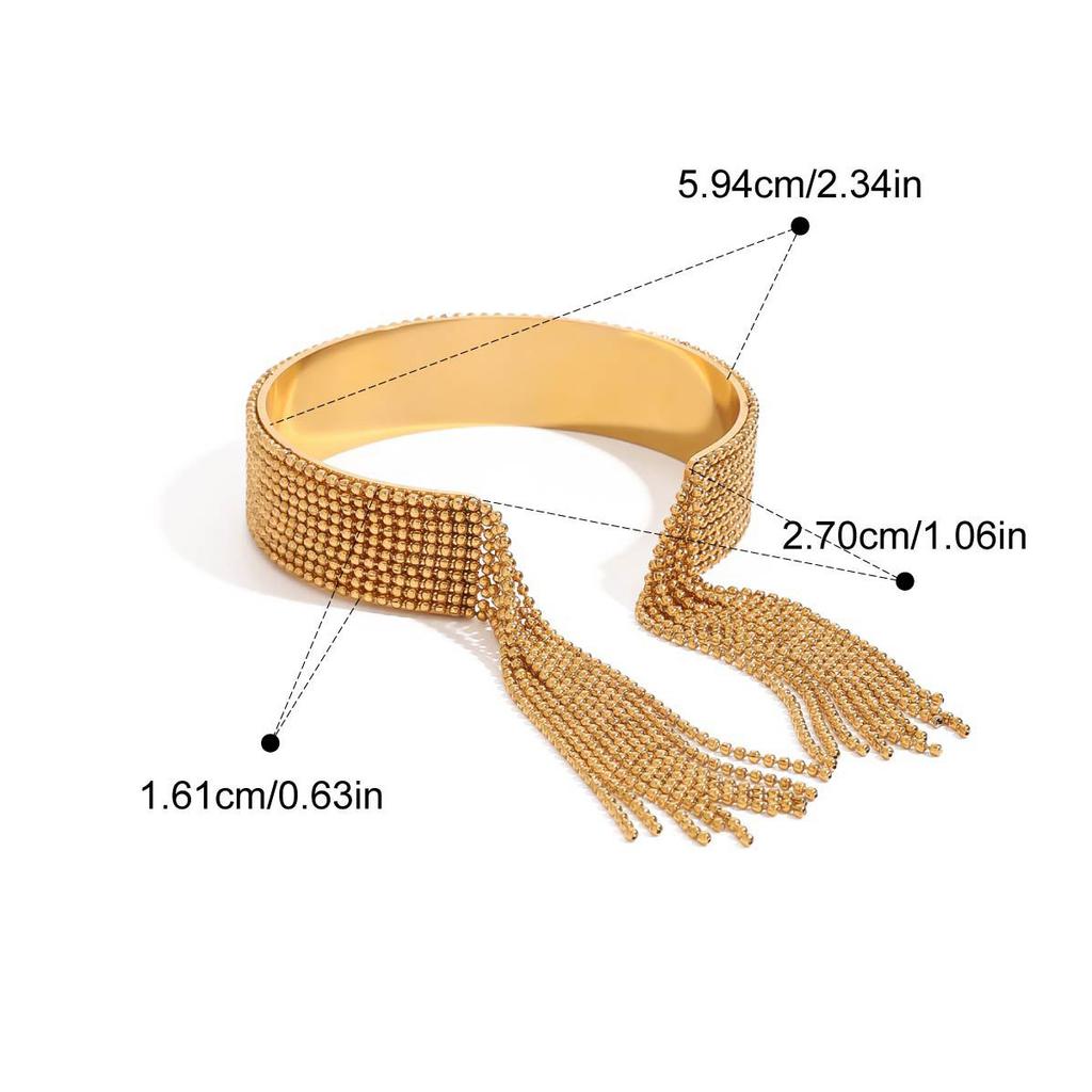 Yori Statement Stainless Steel Chain Tassel Bracelet Finger Ring 18K PVD Plated High Quality Charm Stylish Golden Jewelry