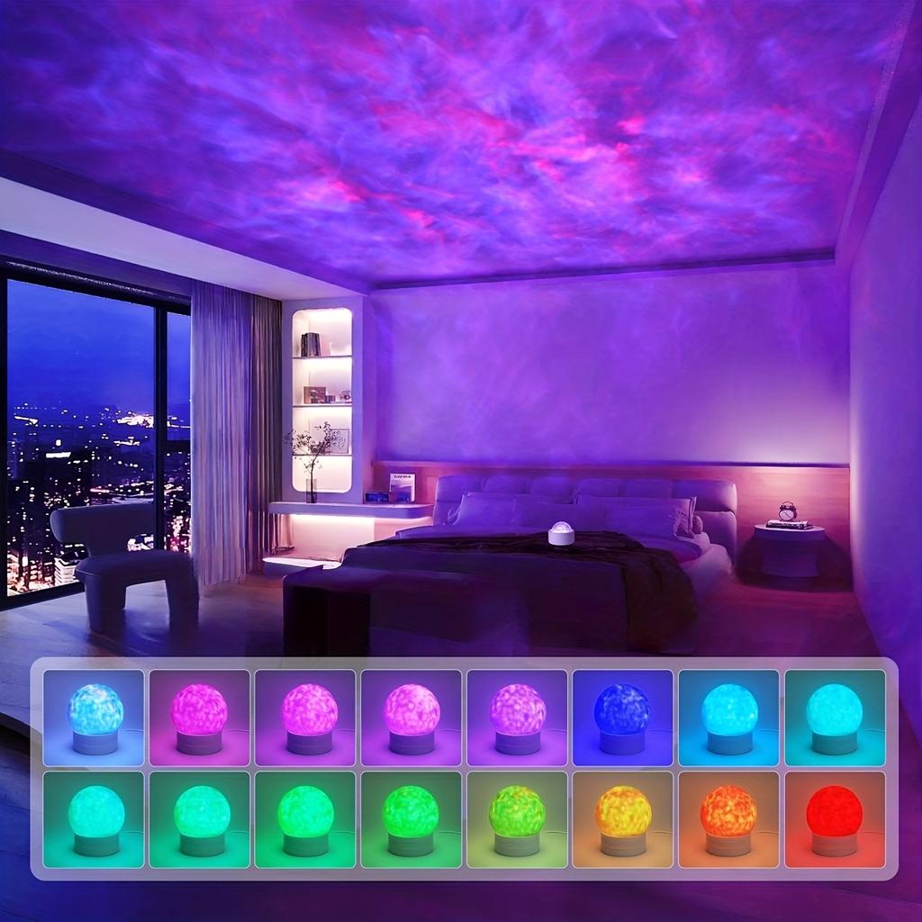 Aurora Sternenhimmel Projektor mit zwei Modi, Galaxie Stern Projektor für stimmungsvolle Nachtbeleuchtung. 16 Farben RGB Atmosphärenlichter