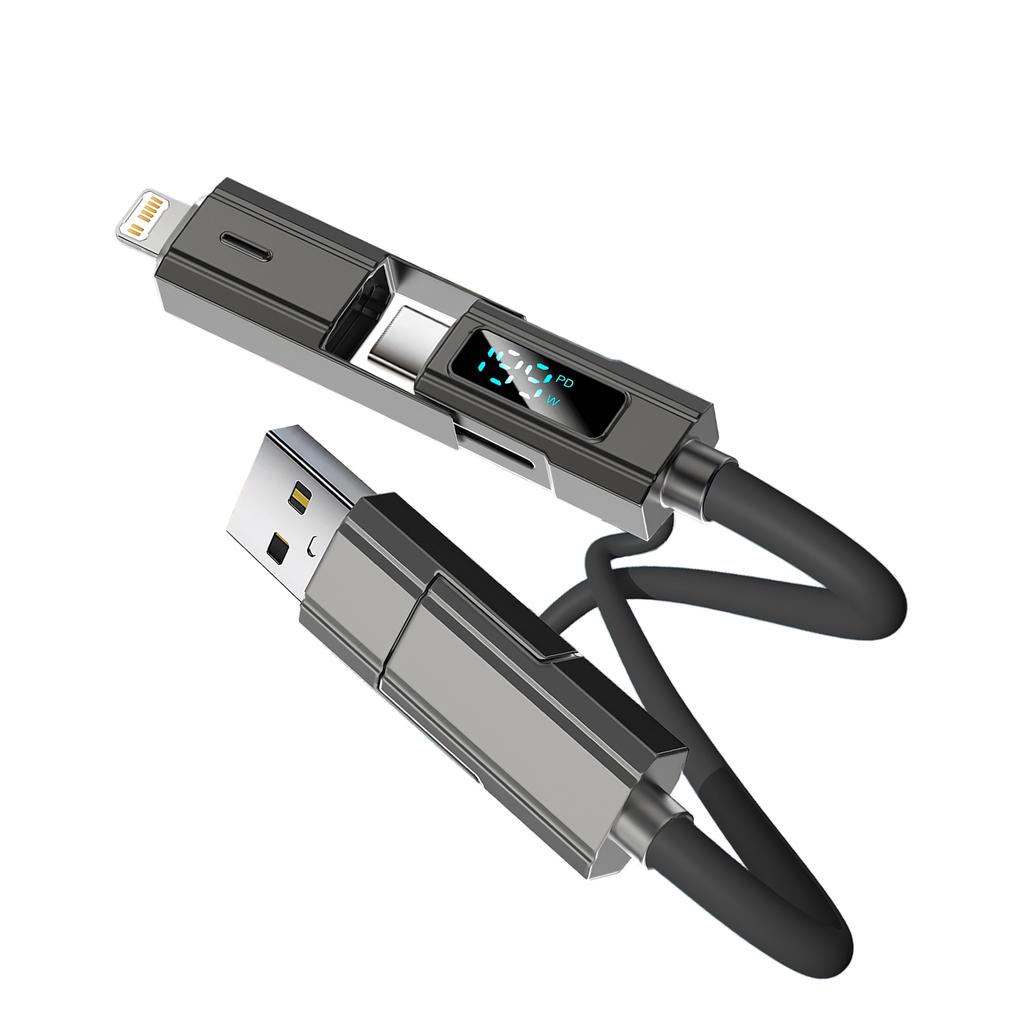 4 in 1 USB C Lightning Micro 1 Meter Fast Charging Cable with LED Display,PD Quick Charge for Smart iPhone Samsung Xiaomi