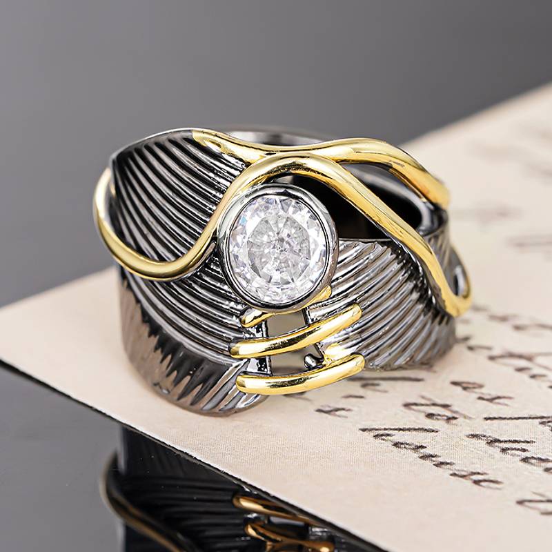 

Huitan Geometric Design Rings for Women Party Daily Unique Finger Accessories Inlaid Shing CZ 2 Metal Colors Trendy Jewlery 7