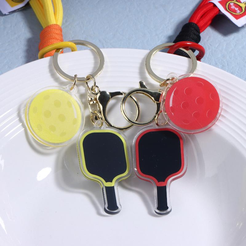 Chaveiro Criativo de Raquete de Pickleball de Metal Chaveiros de Bola Oca Colorida Pingente de Sacola de Festa para Fãs de Dink Ball