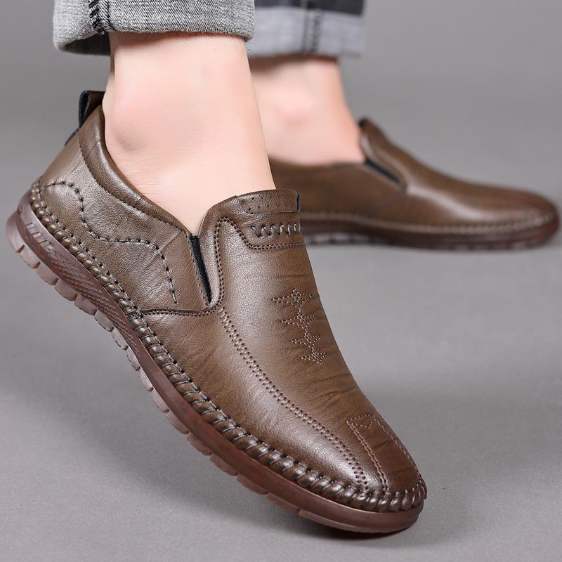 Men's Autumn & Winter Casual Leather Shoes - Soft, Non-Slip, Warm, Plus Velvet, for Middle-Aged