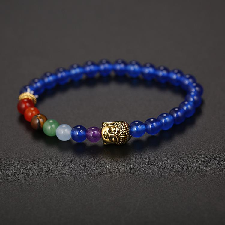 6Mm Natural Stone Green Dongling Agate Buddha Head Bracelet Jade