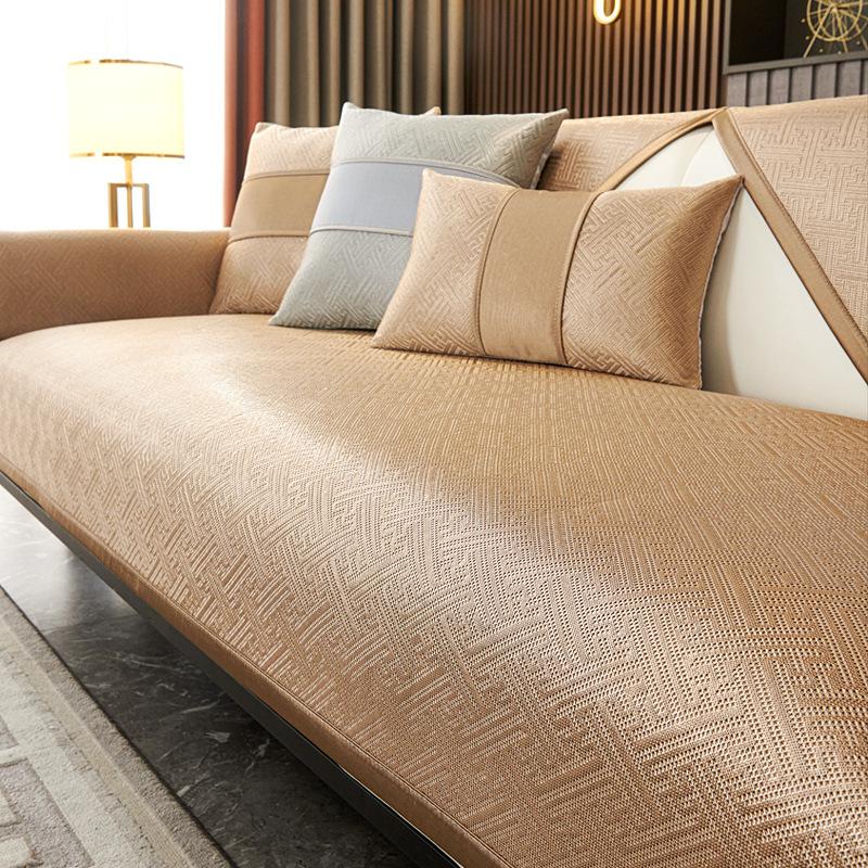 

Ice Silk Sofa Cushion Leather Light Luxury Summer Mat Seat Cushion Simple Modern High-End Non-Slip Leather Sofa Cover 70*70cm