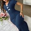 Sweet Bow Women's Mid-Length Nightdress - Early Autumn Pajamas and Home Wear Collection