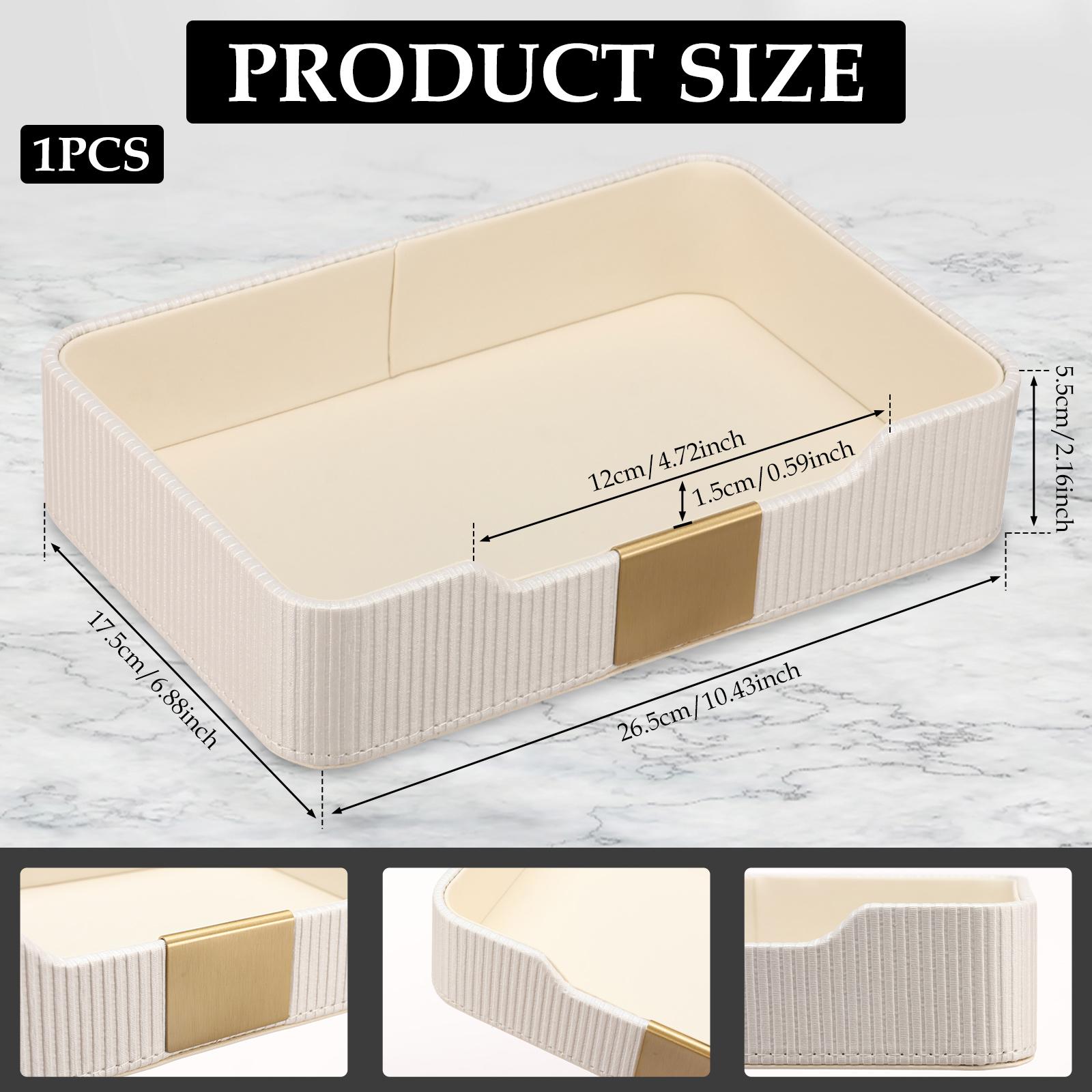 

Desktop Storage Tray PU Leather Nightstand Tray Holder Entryway Key Watch Wallet Phone Storage Tray for Home Bathroom Decoration