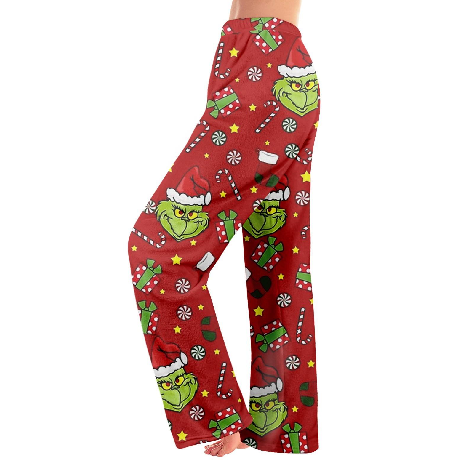 

Женские осенне-зимние брюки, длинные брюки, рождественские принтованные брюки XXL красный