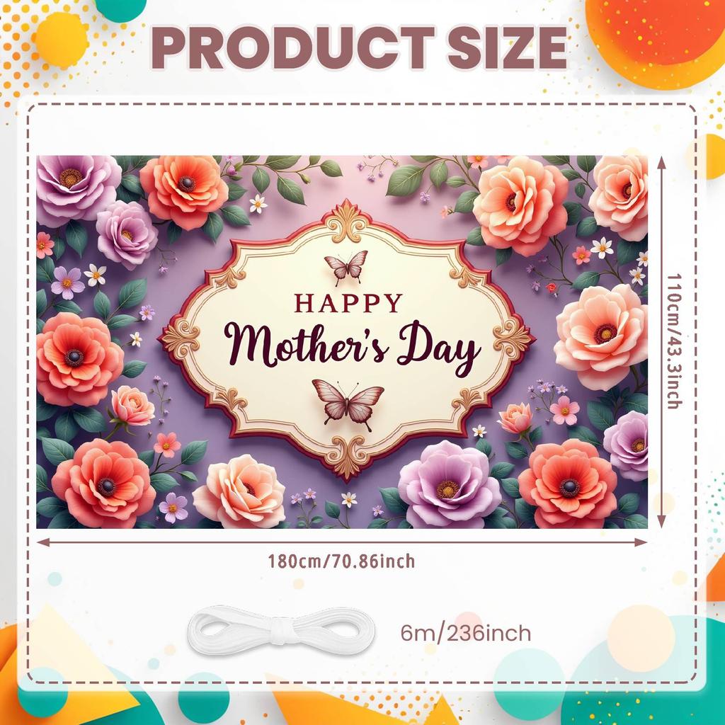 Greeting Background Botanical Holiday Display Happy Mother's Day Background Greenery Ornament Mother's Day Backdrop