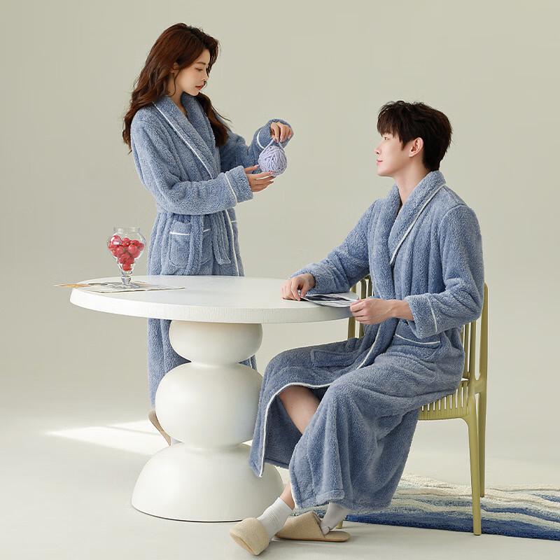 OEING Coral Fleece Winter Bathrobe