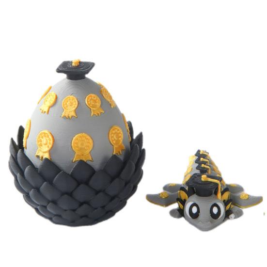 Flexible Sports Ball Dragon And Egg, Articulated Dragon Fidget Toy, 3D Printed Egg with Winged Dragon Inside, Stress Relief Desk Toy