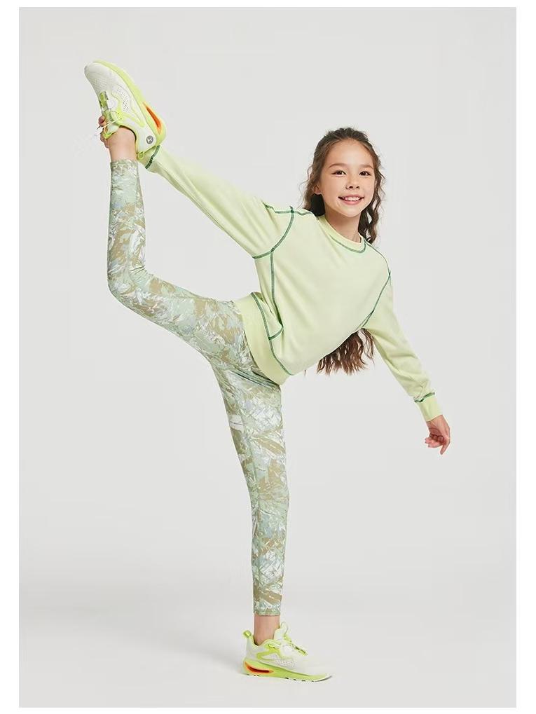 Girls' High-Waist Quick-Dry Yoga Leggings - Autumn/Winter Breathable Elastic Sports Pants