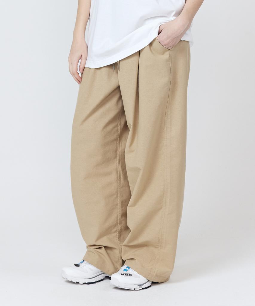 CARGOBROS FOR WOMAN Cotton Linen Pleated Wide Pants (Beige)