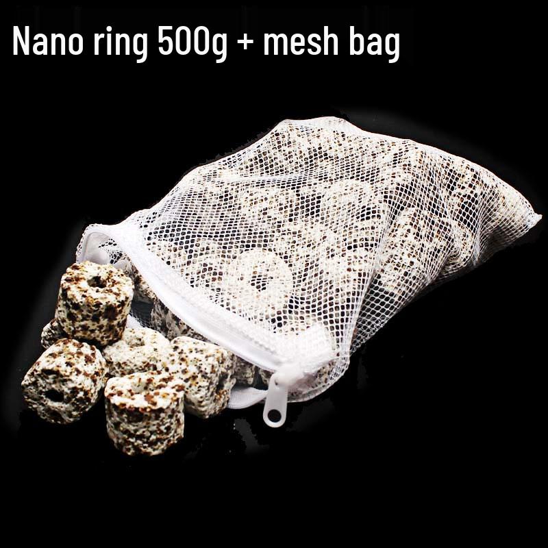 Aquarium Filter Media: Ceramic Rings, Activated Carbon, Volcanic Rock, Bacteria House - Ten-in-One Purifying Filtration Material with Free Bag
