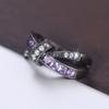 Huitan Mode Schwarzer Fingerring Damen Charmantes Lila/Weiß Zirkonia Schmuck für Verlobungsparty Stilvolle Accessoires