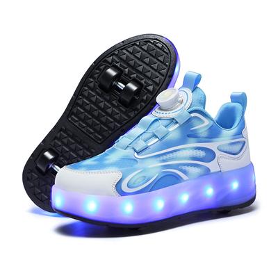Runaway Shoes New Mesh Four-wheel Children's Luminous Charging Roller Skates Deformed Wheel Shoes