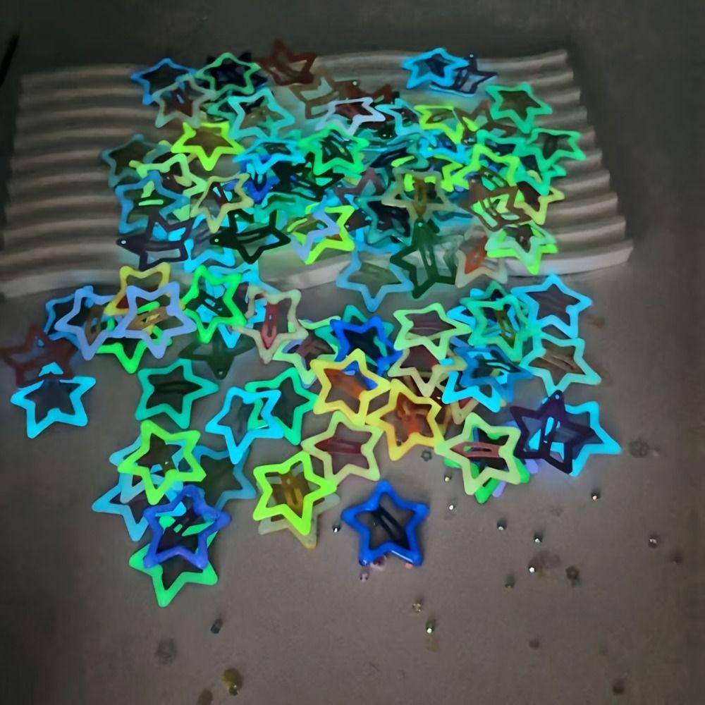 20Pcs Glow in The Dark Luminous Star Hair Clip Trendy Mini Luminous Barrettes Costume Dress Up