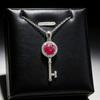 Light Luxury Jewelry Simulation 2 Carat Red Sapphire Key Pendant Necklace Women'S Fashion Red Corundum Clavicle Chain
