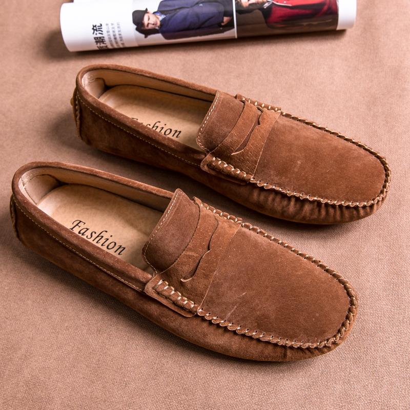 Fashion Men's Loafers Hot Selling Spring Autumn Men's Suede Leather Shoes for Commuting Massage Sole Flat Bottomed Walking Shoes