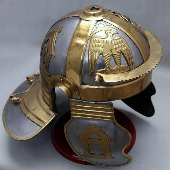 Royal Handicraft Reproduktion eines antiken römisch-gallischen Zenturio-Helms aus Stahl und Messing