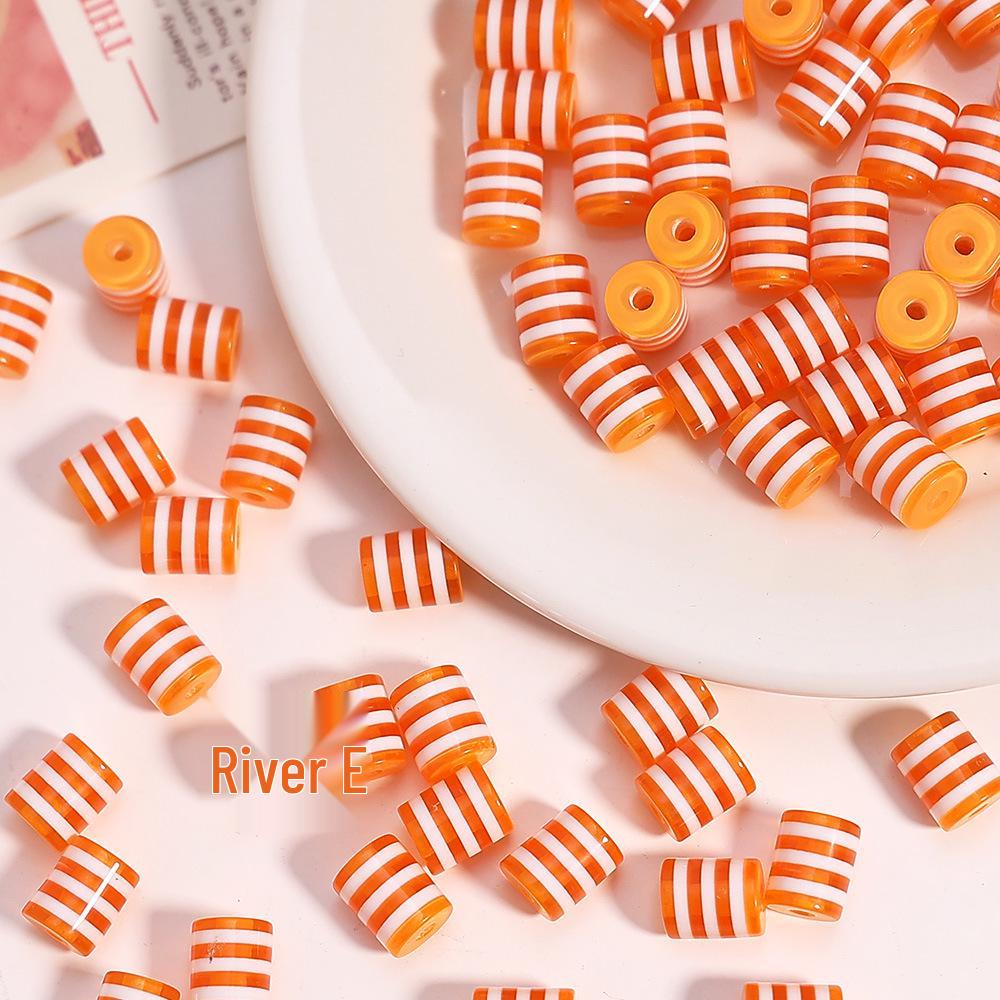 Rainbow Stripe Resin Beads - Macaron Color Blocking DIY Bracelet & Phone Strap Accessories