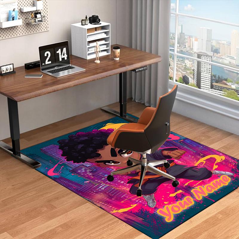 1PC Custom Name City Lights Adventure Theme Floor Mat Ideal for Living Room, Game Rooms, Office, Bedroom Floor Mat Playful Design