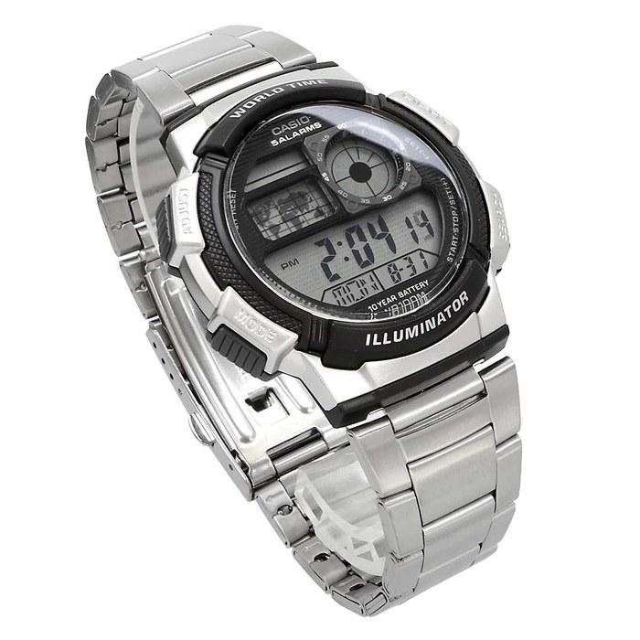 Casio Dünya Saati Dijital Erkek Kol Saati AE-1000WD-1AV (Gümüş Metal Kayış)
