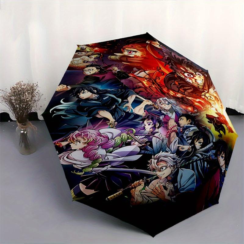 1pc Creative Anime Demon Slayer Character Pattern Automatic Umbrella is Fashionable and Good-Looking, a Portable 3-Fold Umbrella, Suitable f