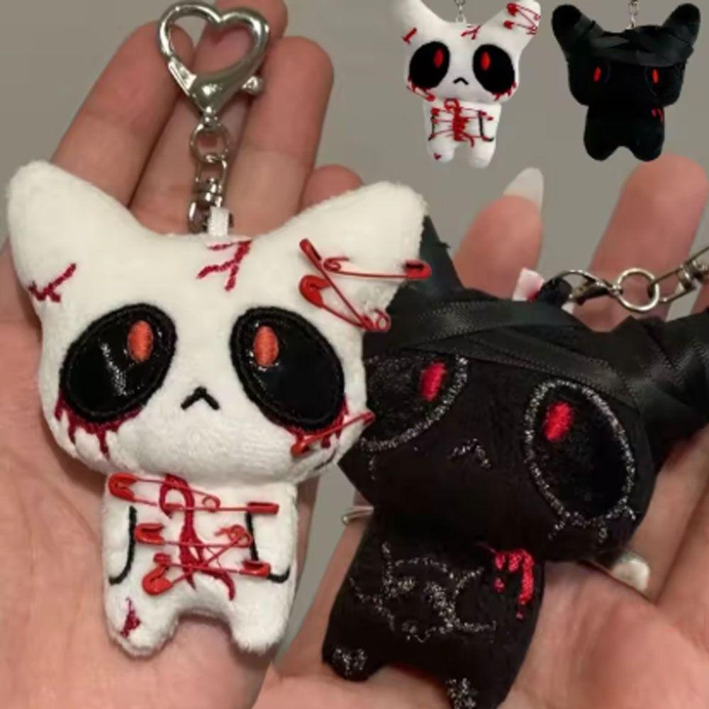 PP Cotton Halloween Keychain Black Color Horror Plush Keyring Creative Gift Bloody Doll Keychain