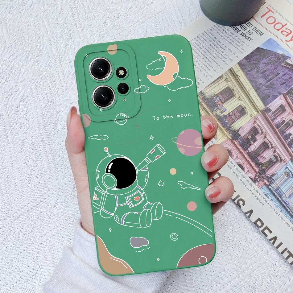 Cases For Xiaomi Redmi Note 12 12S 4G 5G Cute Patterned Liquid Silicone Anti Knock Back Cover For Redmi Note 12 S Funda Bumper