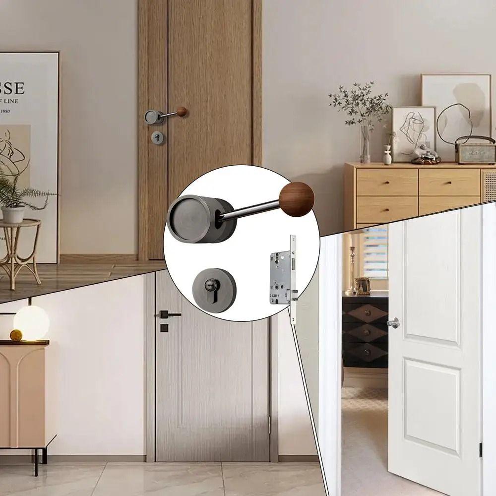 Black Walnut Vintage Door Lock Creative Design Modern Door Knob Security Door Bar  Bedroom Use